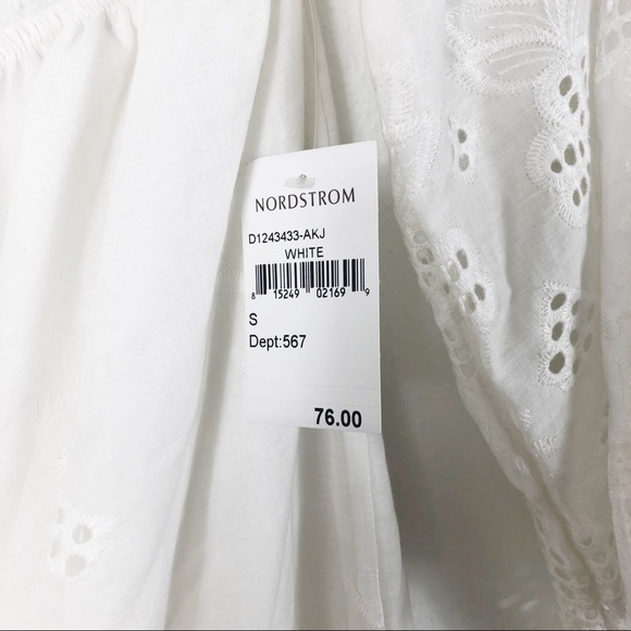 4SI3NNA White Off The Shoulder Eyelet Mini Dress - Picture 12 of 13